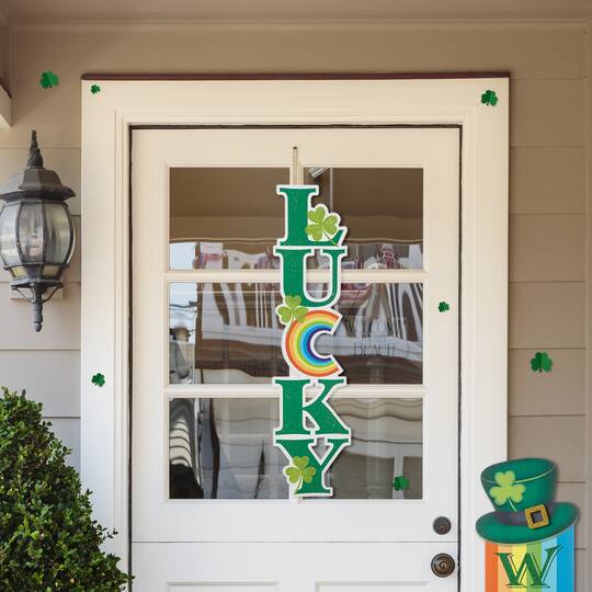 Glitzhome® 42" St. Patrick's Metal LUCKY Yard Stake